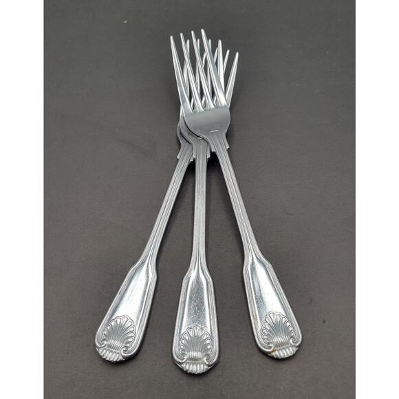 Towle London Shell Dinner Fork JAPAN Stainless Flatware Set Of 3 Supreme Cutlery - Picture 4 of 5
